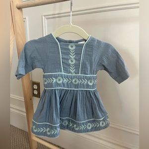 Kate Quinn embroidered floral dress size 0-3 months organic cotton